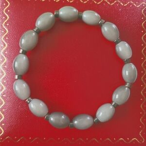 Crafted by L & L, Exquisite handmade bead bracelet faux stone beads in a gray
